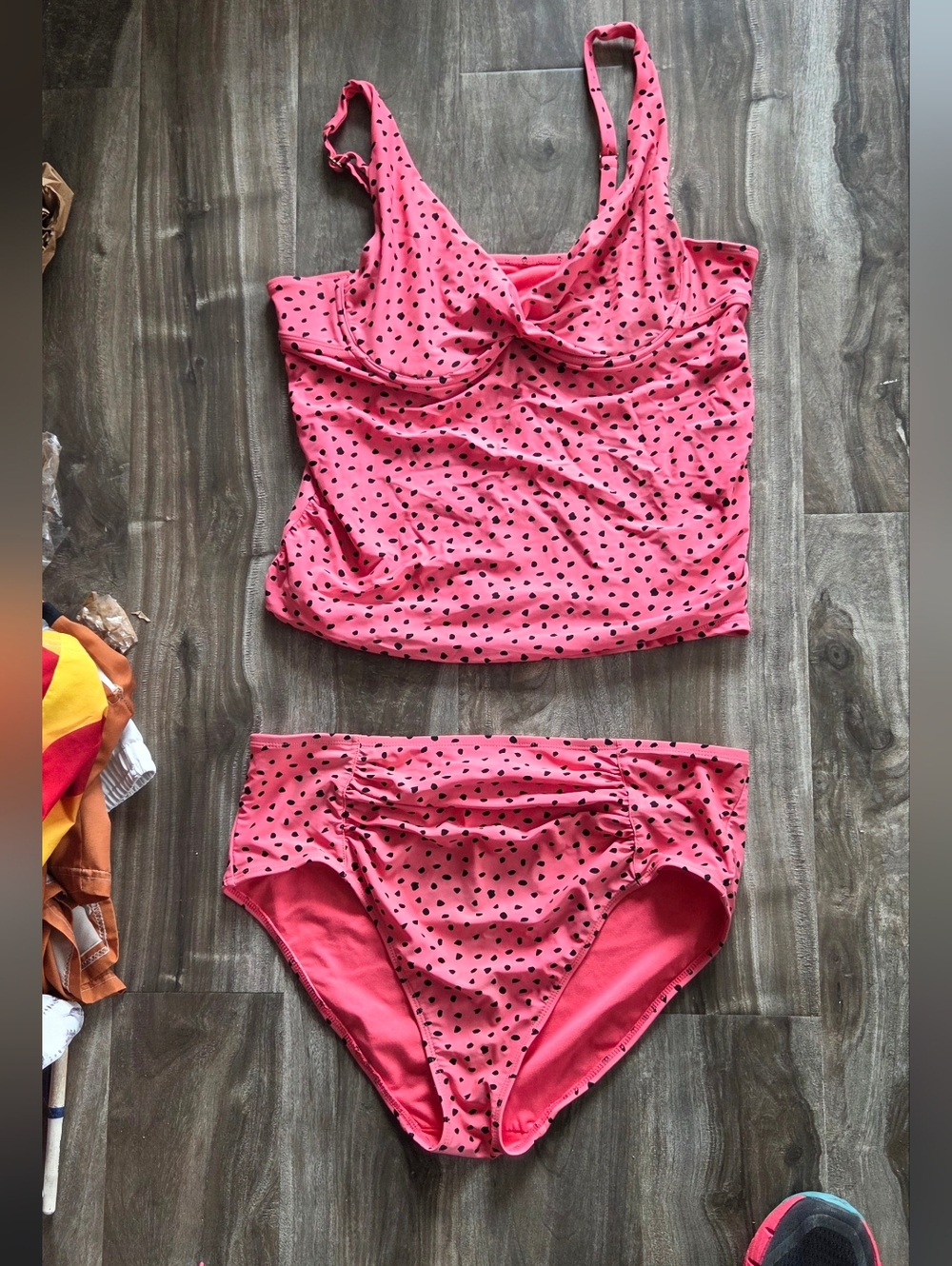 Source Unknown Pink Polka Dot Tankini & High-Waist Brief Set